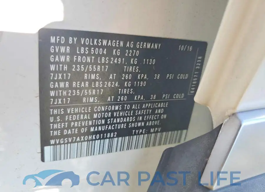 WVGSV7AX0HK011882# 12