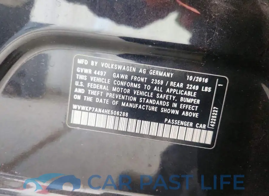 WVWKP7AN4HE506288# 12