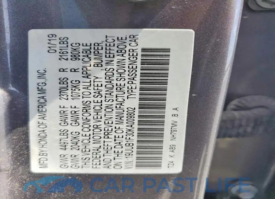 19UUB1F30KA009802# 13
