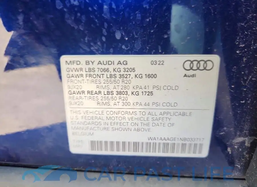 WA1AAAGE1NB033717# 13