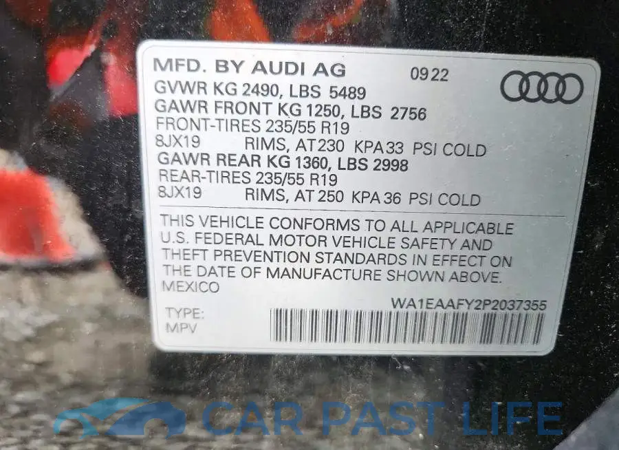 WA1EAAFY2P2037355# 13