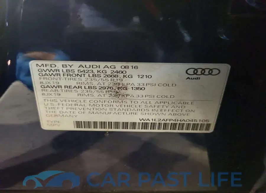 WA1L2AFP4HA045105# 13