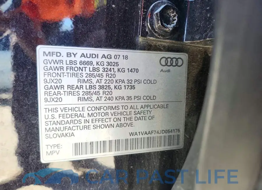 WA1VAAF74JD054175# 13