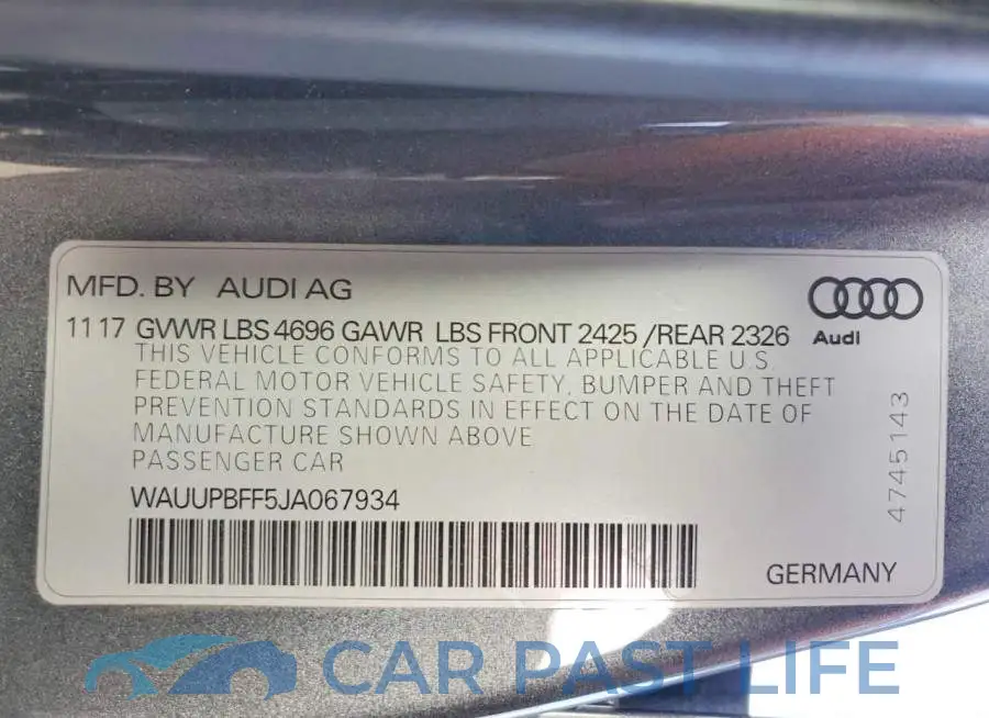 WAUUPBFF5JA067934# 13