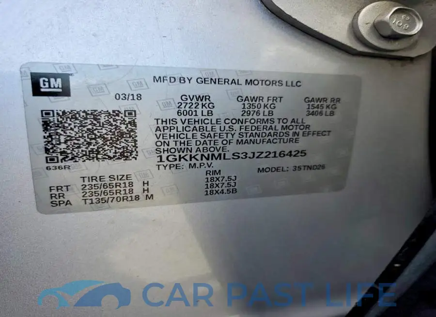 1GKKNMLS3JZ216425# 13