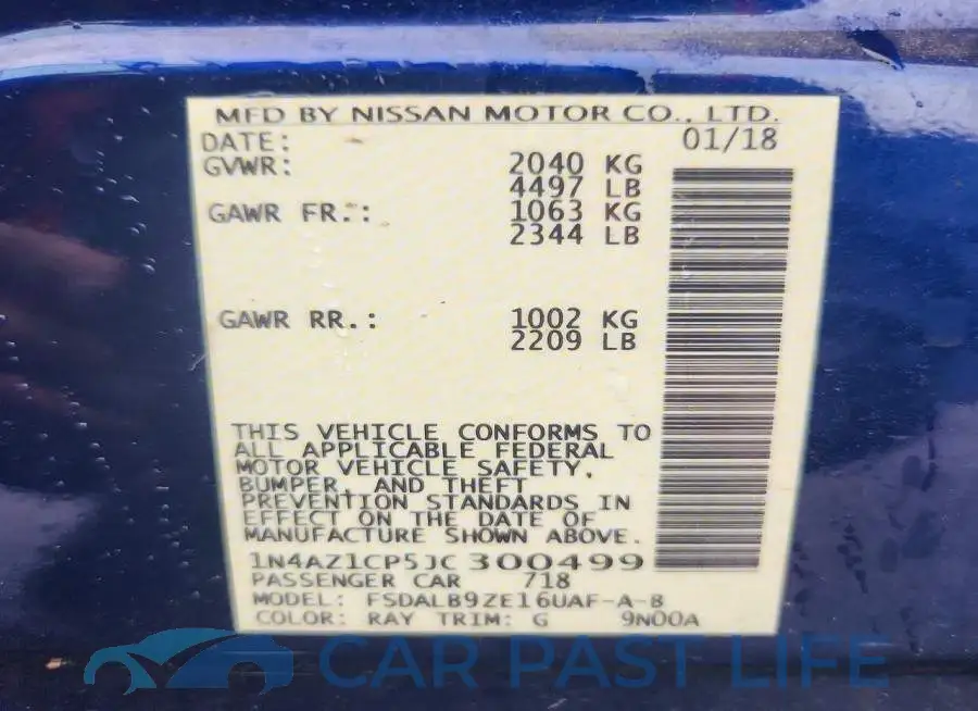 1N4AZ1CP5JC300499# 12