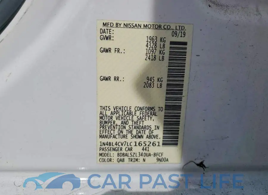 1N4BL4CV7LC165261# 12