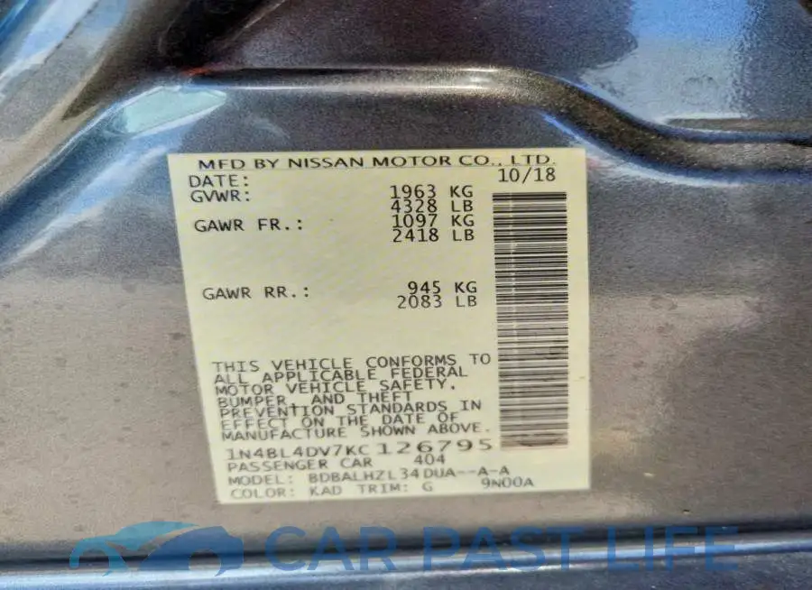 1N4BL4DV7KC126795# 13