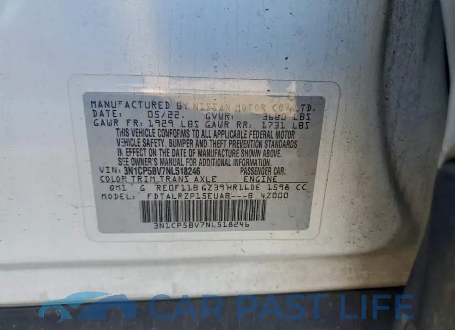 3N1CP5BV7NL518246# 12