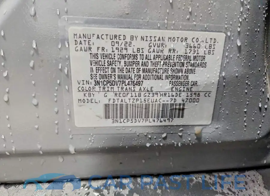 3N1CP5DV7PL476497# 12