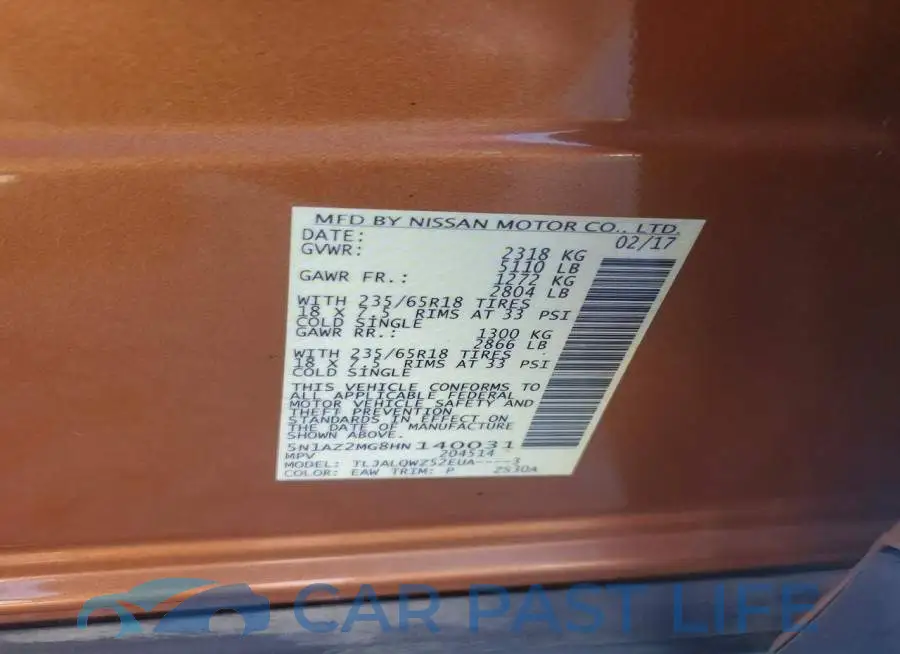 5N1AZ2MG8HN140031# 13