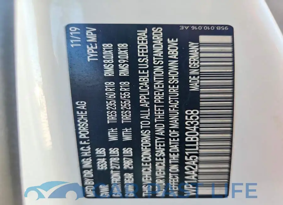 WP1AA2A51LLB04358# 14