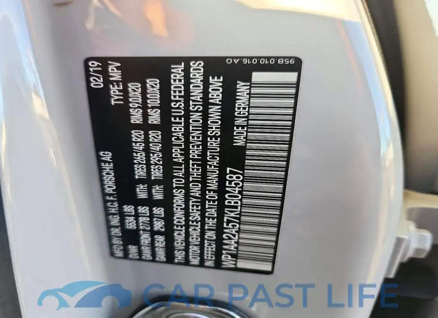 WP1AA2A57KLB04587# 12