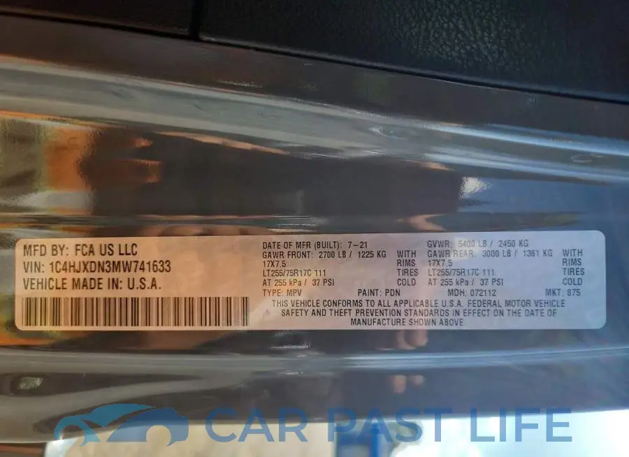 1C4HJXDN3MW741633# 12