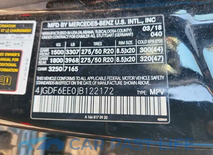 4JGDF6EE0JB122172# 13