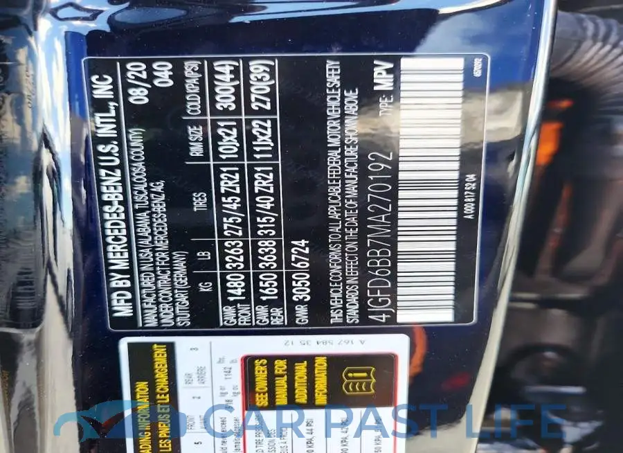 4JGFD6BB7MA270192# 13