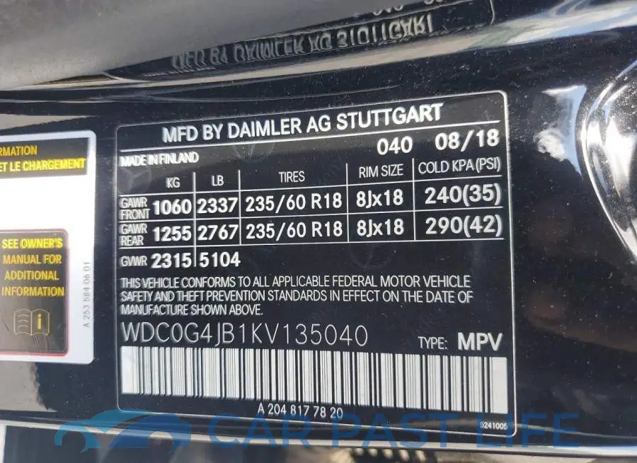 WDC0G4JB1KV135040# 13
