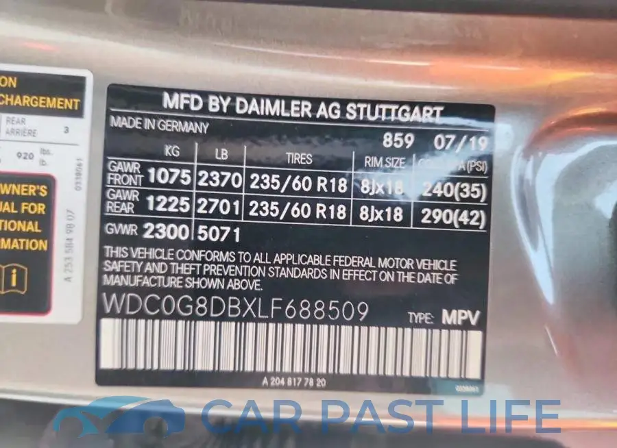 WDC0G8DBXLF688509# 12