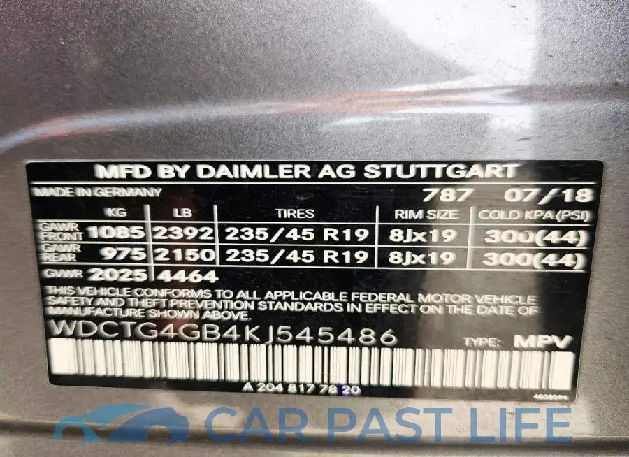 WDCTG4GB4KJ545486# 13