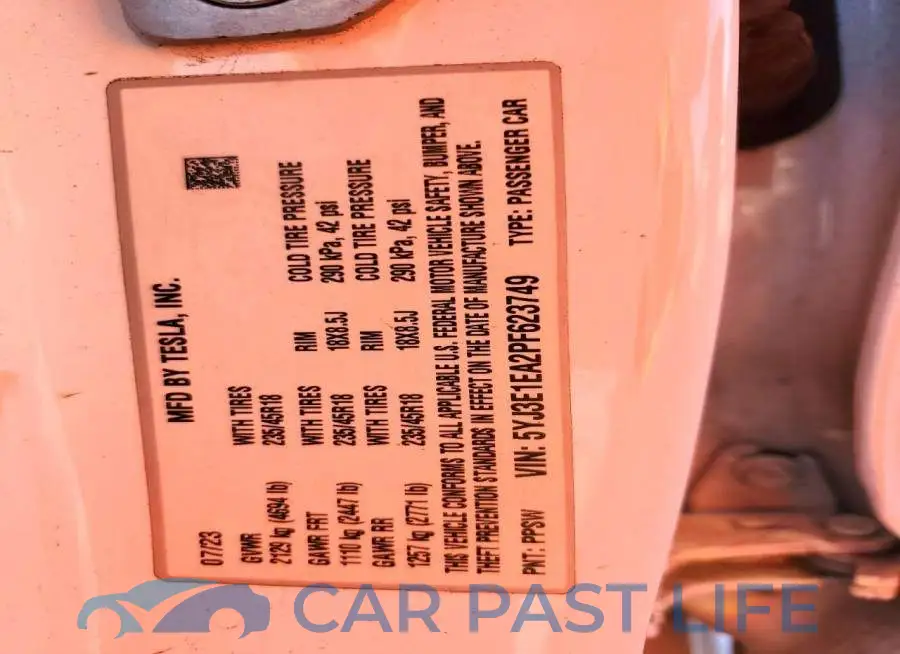 5YJ3E1EA2PF623749# 12