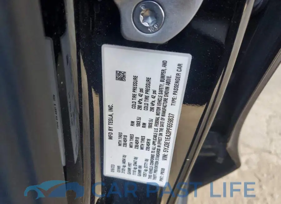 5YJ3E1EA3PF659837# 12