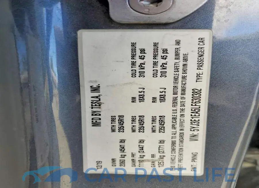 5YJ3E1EA5LF630382# 12