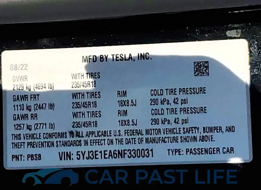 5YJ3E1EA6NF330031# 12