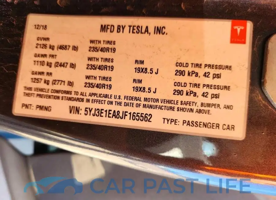 5YJ3E1EA8JF165562# 12
