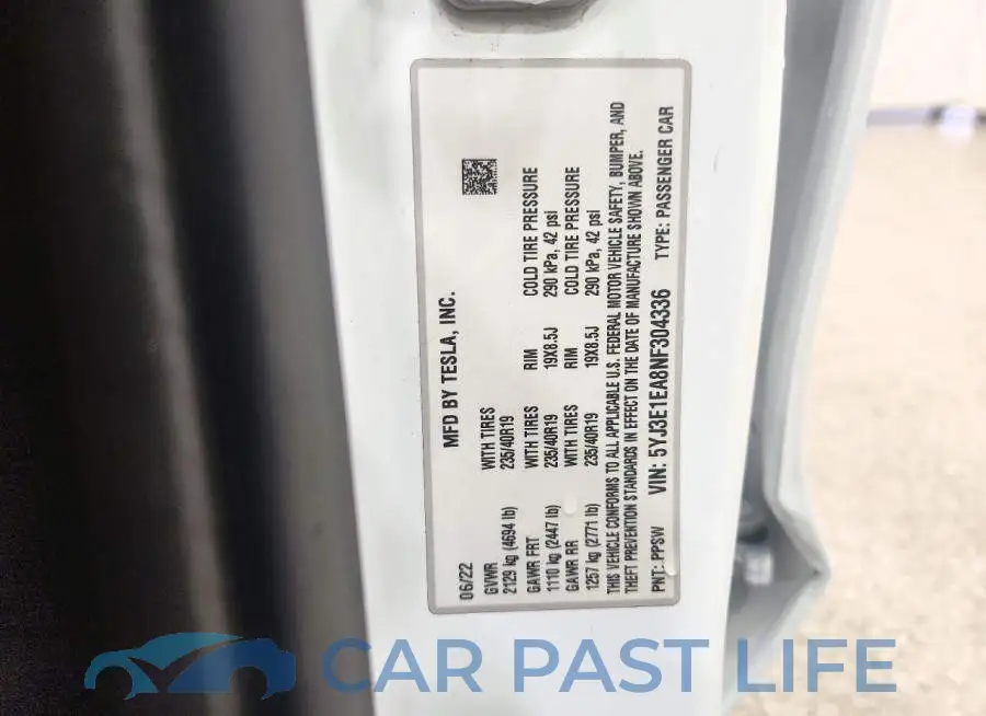 5YJ3E1EA8NF304336# 12