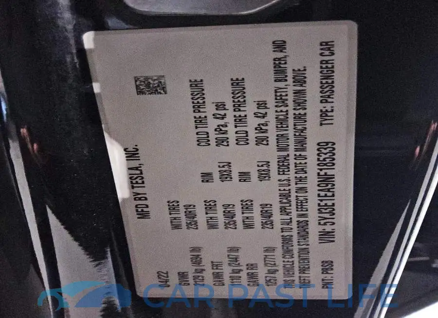 5YJ3E1EA9NF185339# 13