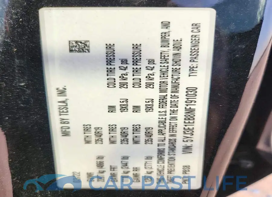 5YJ3E1EB8NF191030# 12