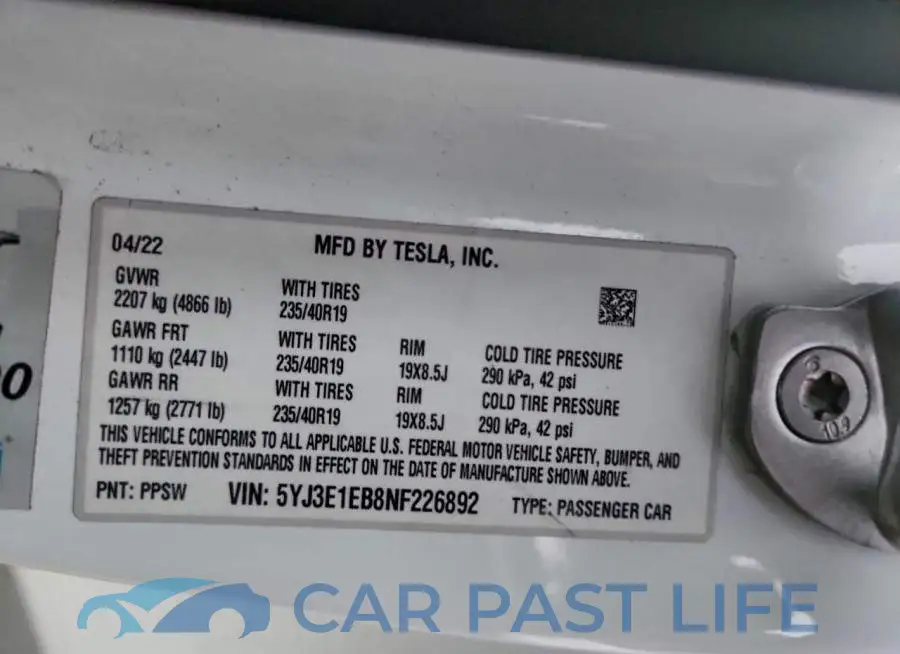 5YJ3E1EB8NF226892# 13