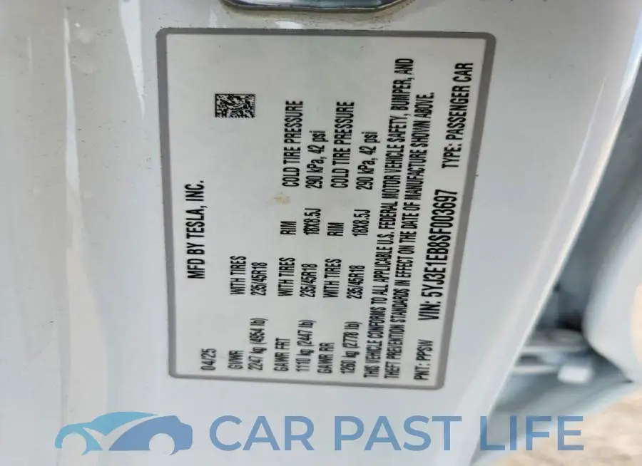 5YJ3E1EB8SF003697# 12