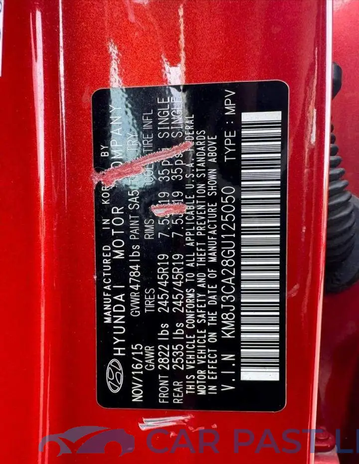 5UXJU2C52KLB15262# 10