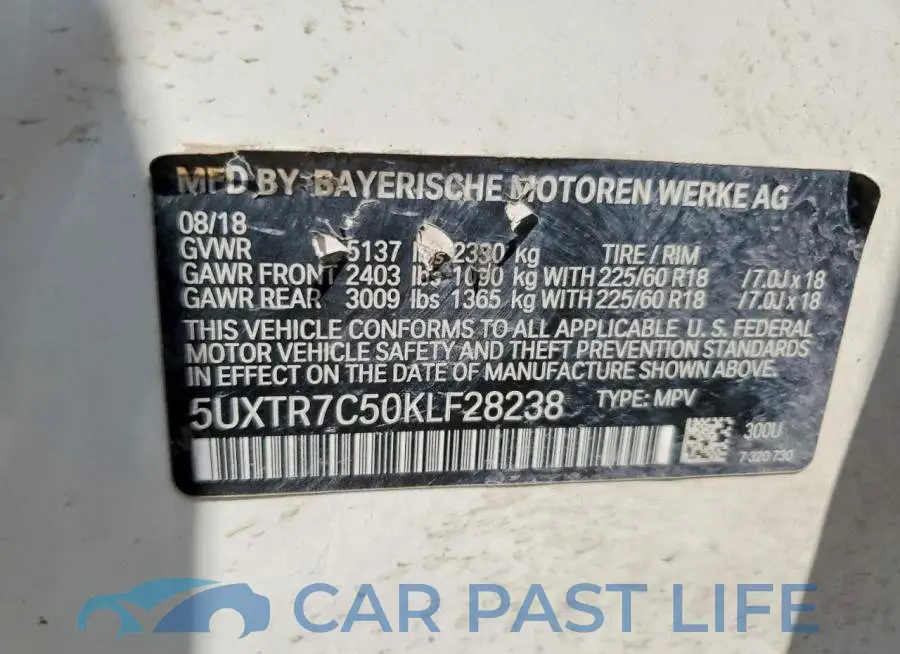 5UXTR7C50KLF28238# 12