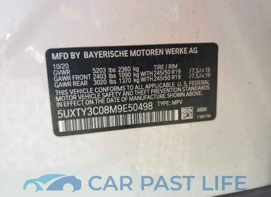 5UXTY3C08M9E50498# 13