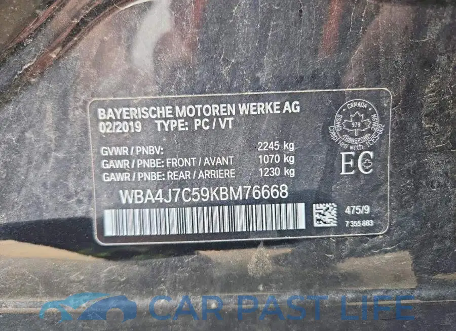 WBA4J7C59KBM76668# 12