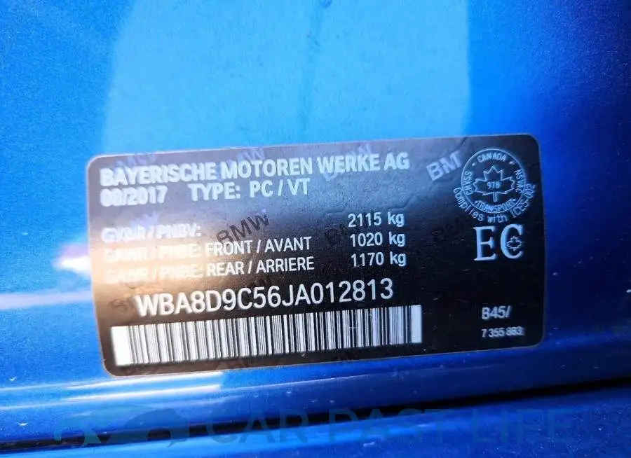 WBA8D9C56JA012813# 12