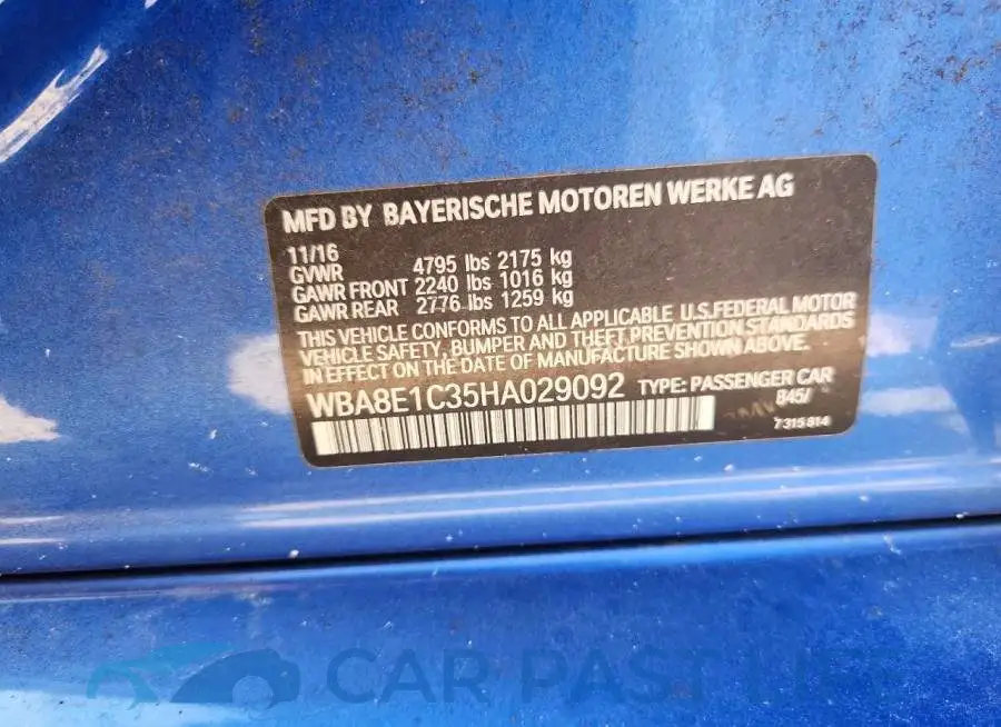 WBA8E1C35HA029092# 13