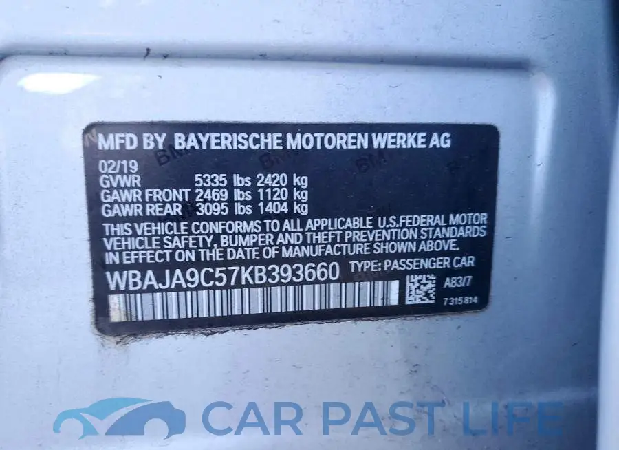 WBAJA9C57KB393660# 12