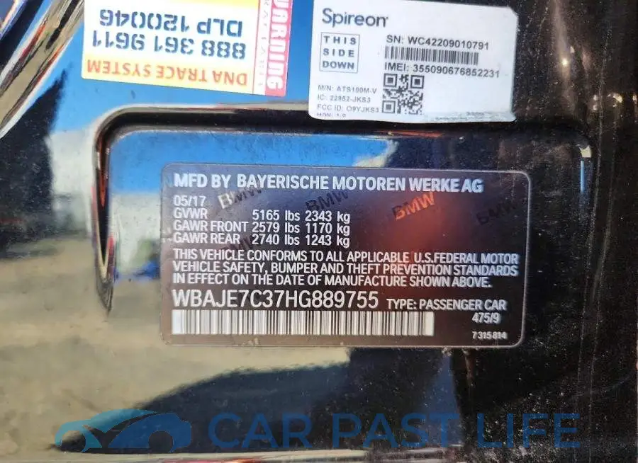 WBAJE7C37HG889755# 12