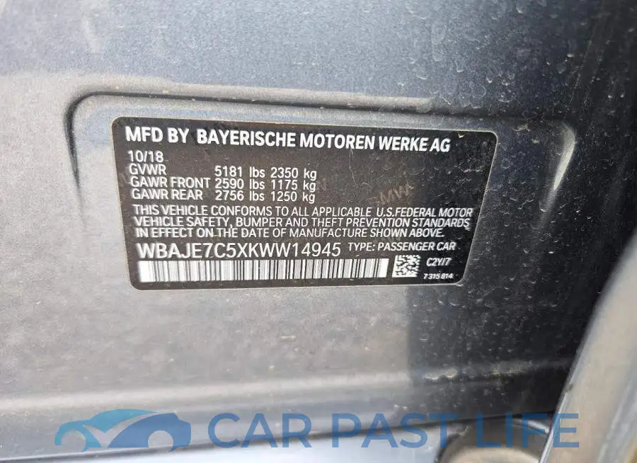 WBAJE7C5XKWW14945# 12