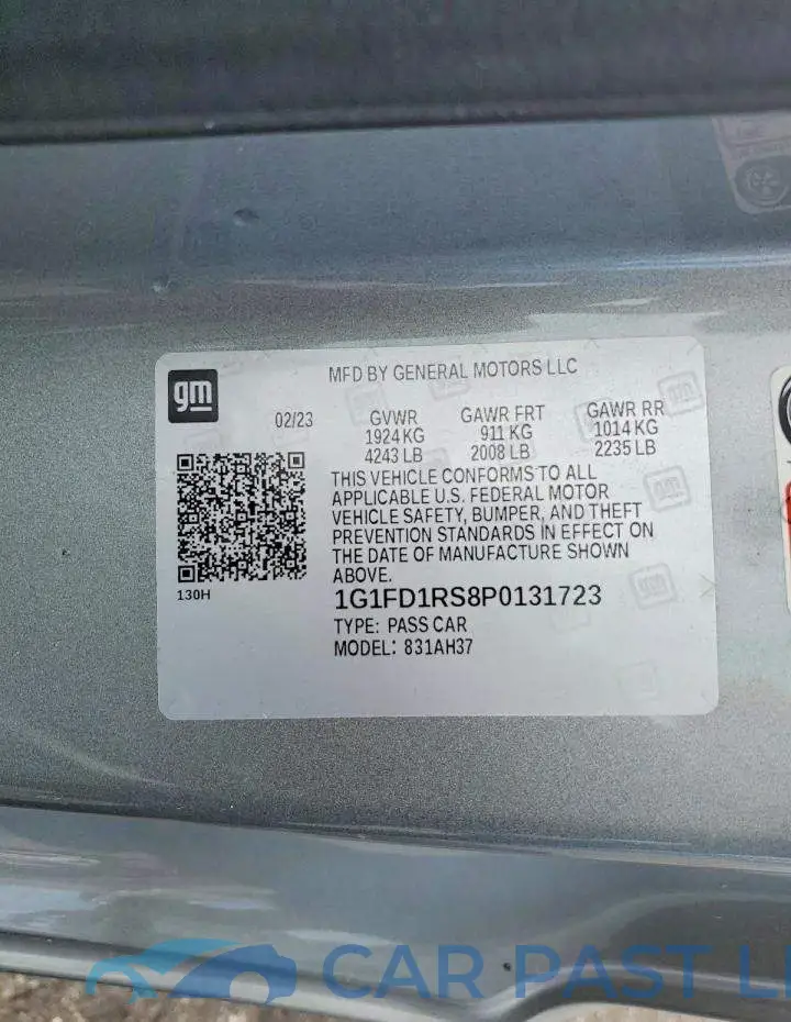 1G1FD1RS8P0131723# 12