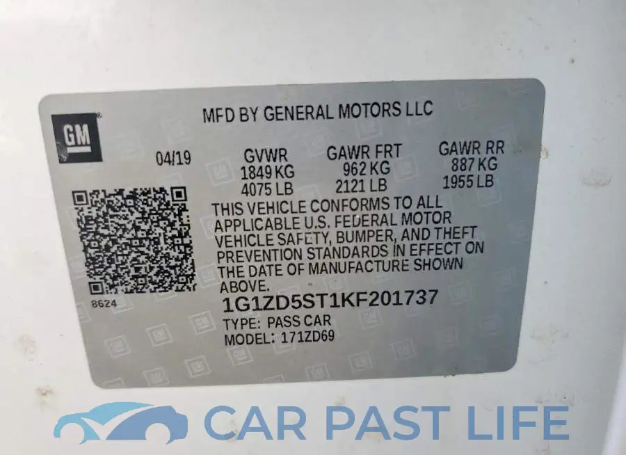 1G1ZD5ST1KF201737# 12