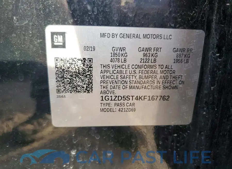 1G1ZD5ST4KF167762# 12