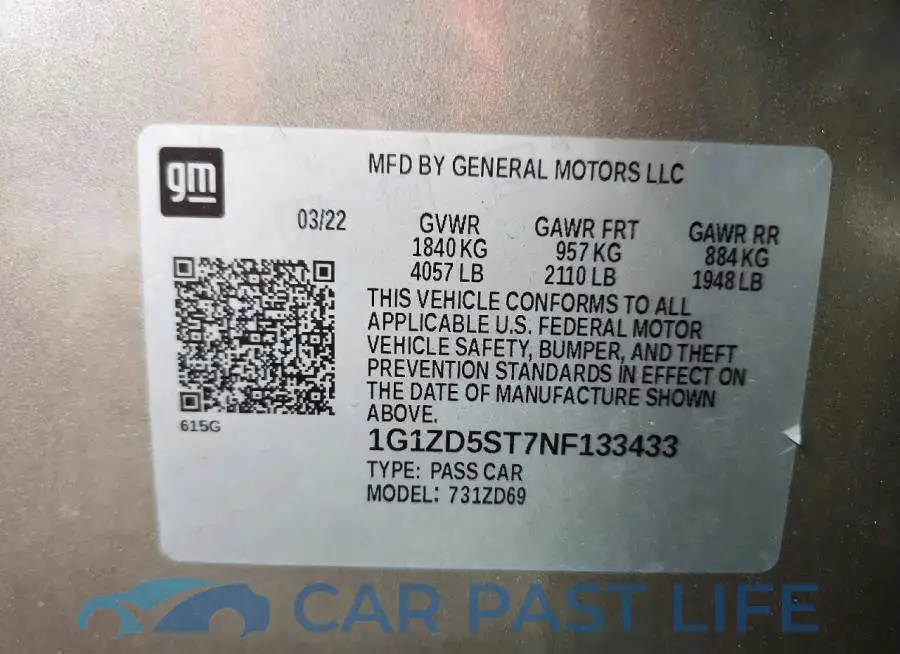 1G1ZD5ST7NF133433# 12