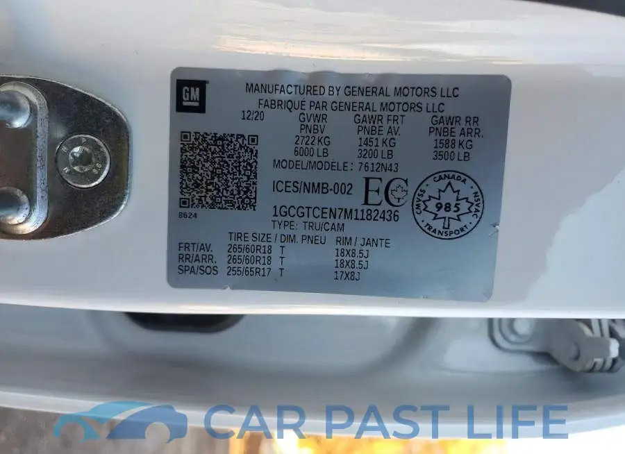 1GCGTCEN7M1182436# 12