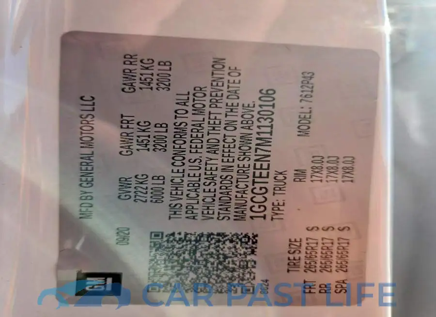 1GCGTEEN7M1130106# 12