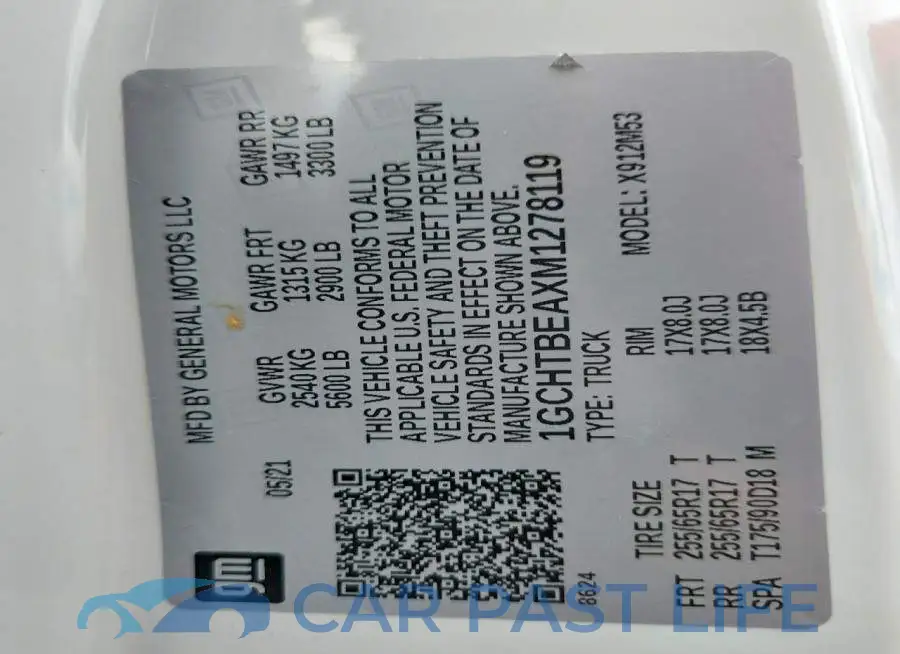 1GCHTBEAXM1278119# 12