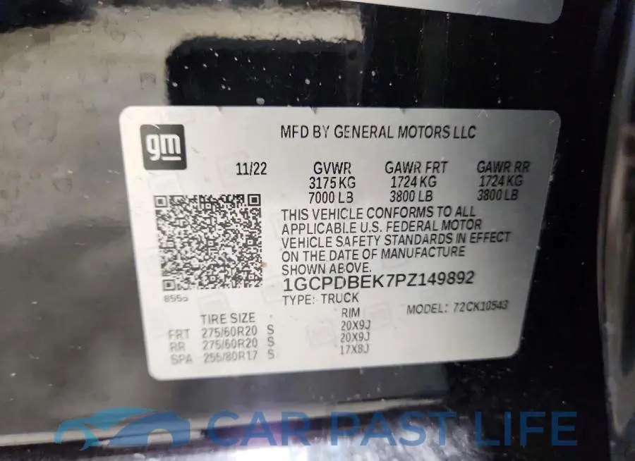 1GCPDBEK7PZ149892# 12